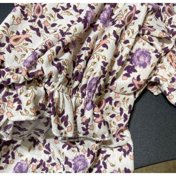 New Melloday Floral Top Blouse Purple Pink Size 1X Stretch - Picture 6 of 9